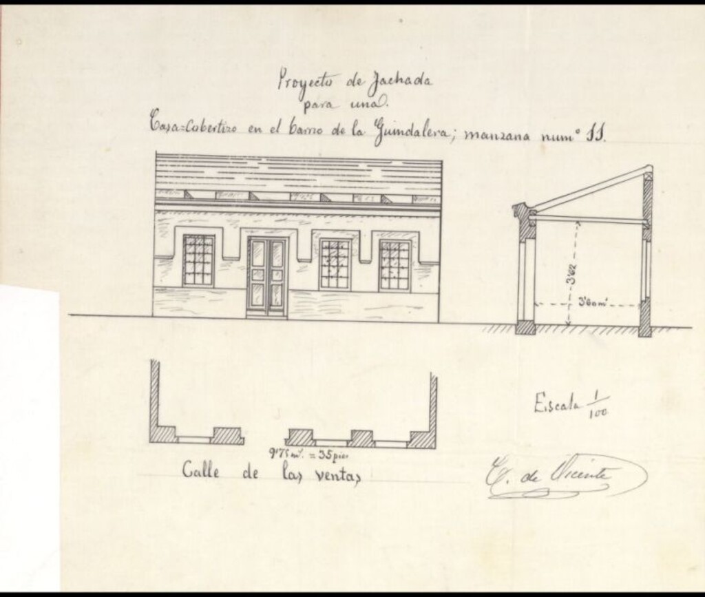 Miniatura de D. Dionisio María Bravo, solicitando permiso para una casa de planta baja en la Guindalera.