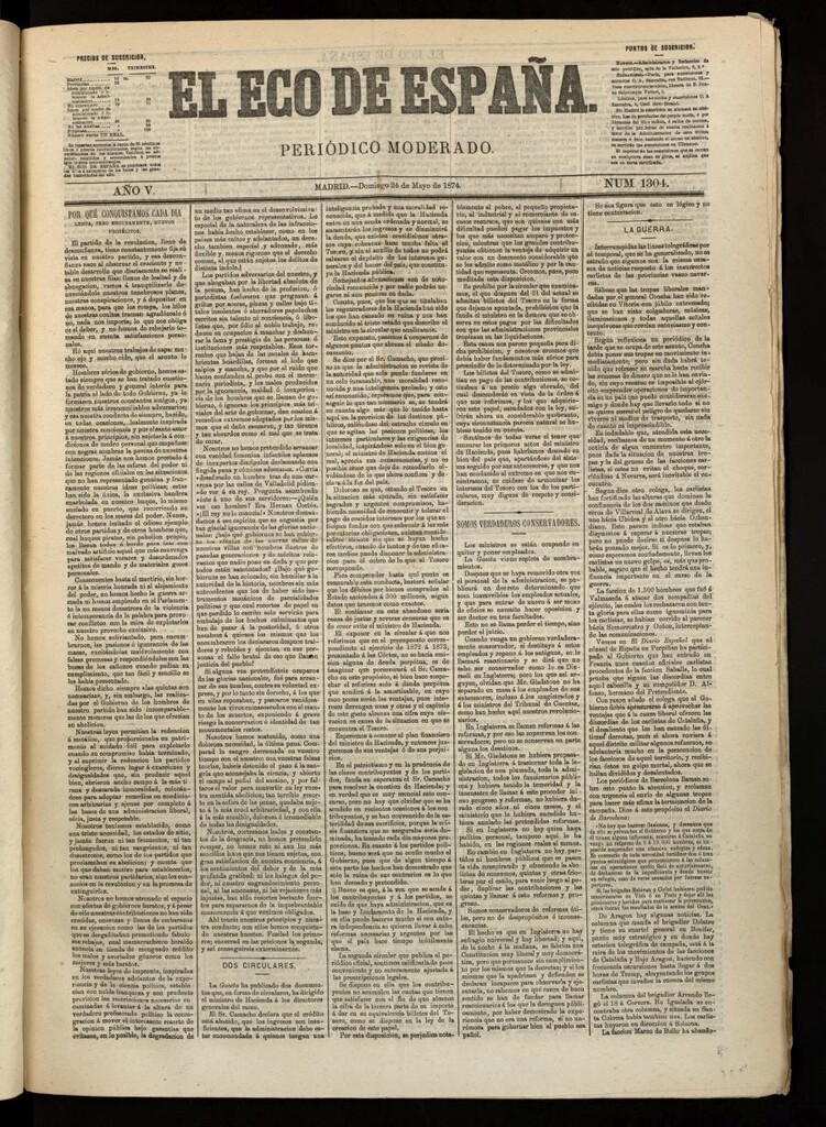 Miniatura de El Eco de España del 24 de mayo de 1874