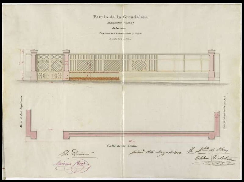 Miniatura de D. Mariano Pérez solicitando cercar un terreno en el barrio de la Guindalera
