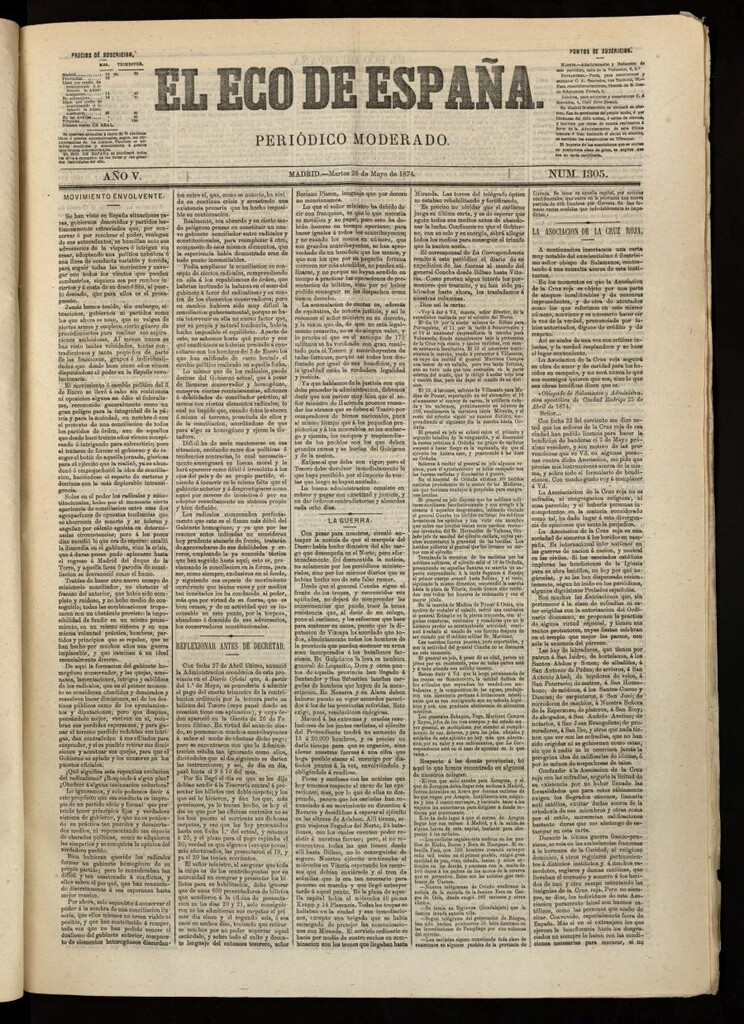 Miniatura de El Eco de España del 26 de mayo de 1874