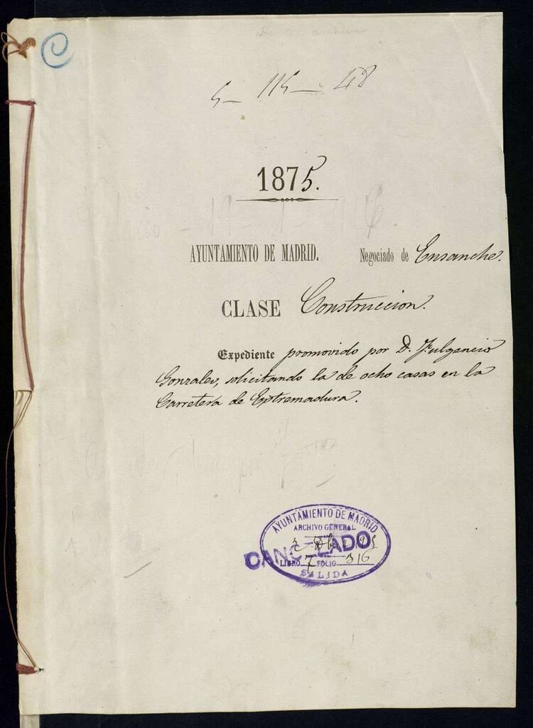 Miniatura de D. Fulgencio González, solicitando la de ocho casas en la Carretera de Extremadura.