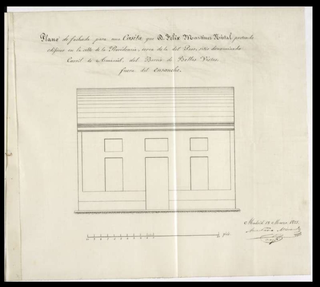 Miniatura de D. Felix Martínez, solicitando levantar una pequeña casa en el sitio denominado Carril de Amaniel.