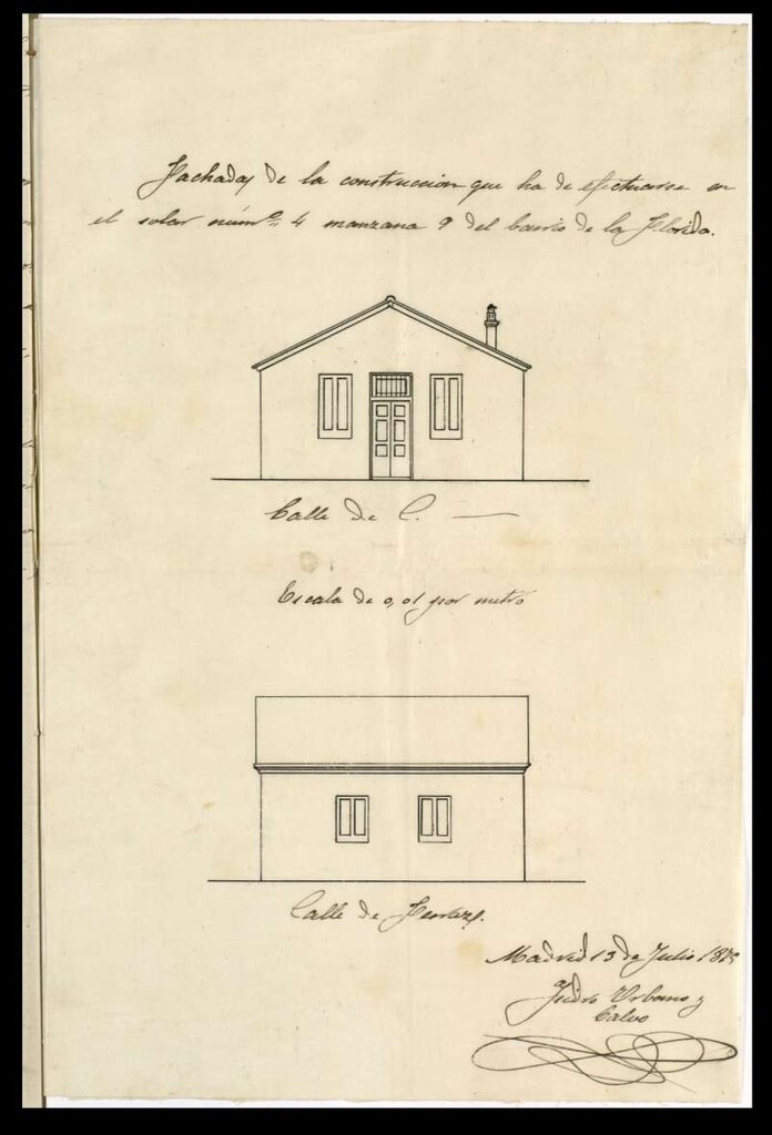 Miniatura de D. Luis Estebán y Garrido, solicitando permiso para edificar en el barrio particular de la Florida.