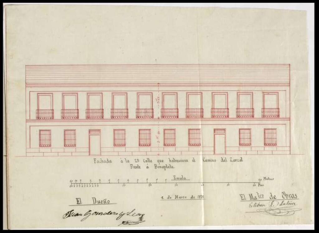 Miniatura de D. Juan González León, solicitando edificar en un terreno de la calle de Sta. Engracia.