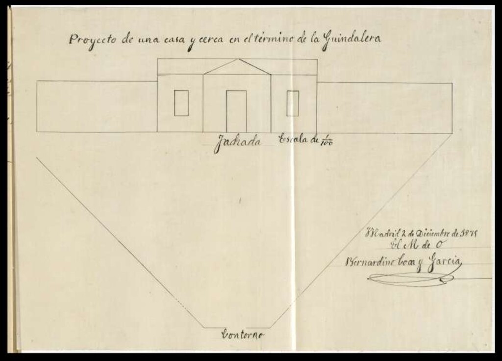 Miniatura de D. Andrés Cipriano Avilero, solicitando edificar en un solar del barrio de la Guindalera.