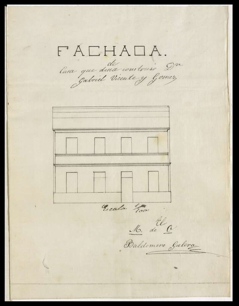 Miniatura de D. Gabriel Vicente y Serna, solicitando edificar en el barrio denominado del Norte.
