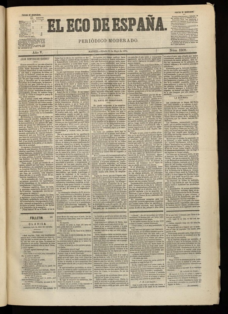 Miniatura de El Eco de España del 30 de mayo de 1874
