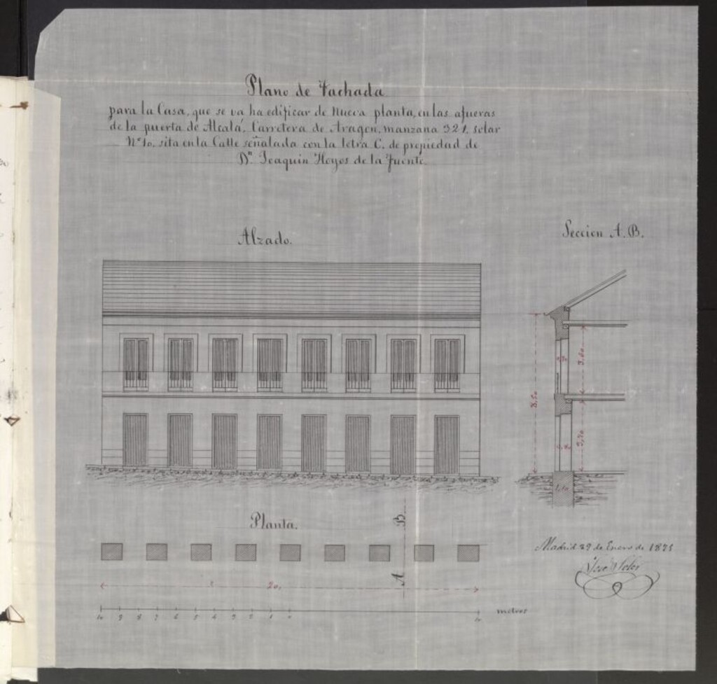 Miniatura de D. Joaquín Hoyos, solicitando permiso para edificar en un solar de la manzana 321.