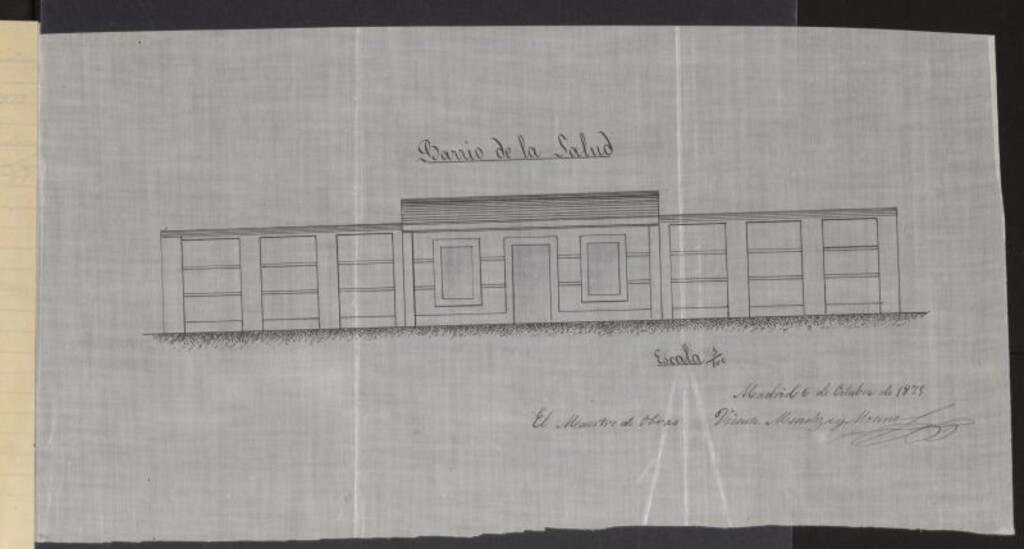 Miniatura de D. Julián Gimeno y Romeo, solicitando levantar una casita en la calle del Val del barrio de la Guindalera.