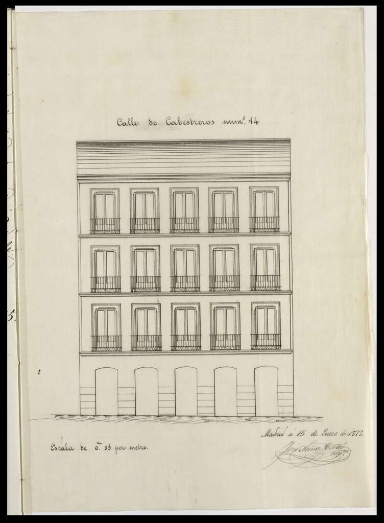 Miniatura de D. Casimiro Martín López, en solicitud de licencia para construir de nueva planta la casa nº 14 de la calle de Cabestreros.