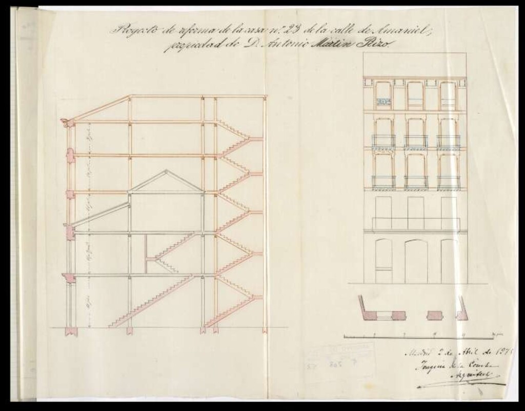Miniatura de D. Antonio Martín Rizo, para elevar pisos en la casa nº 23 de la calle de Amaniel.