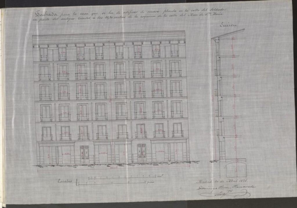 Miniatura de D. Antonio Gutiérrez, para construir de nueva planta en parte de un solar del Cuartel de Soldado, sito en la calle del mismo.