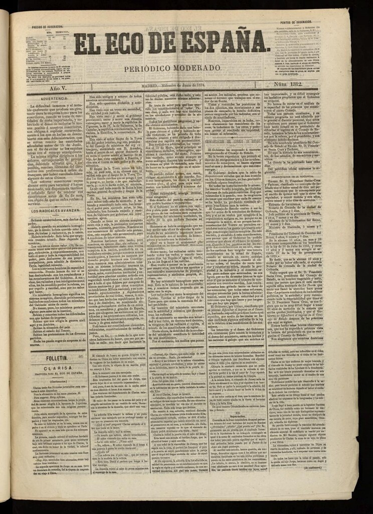 Miniatura de El Eco de España del 3 de junio de 1874