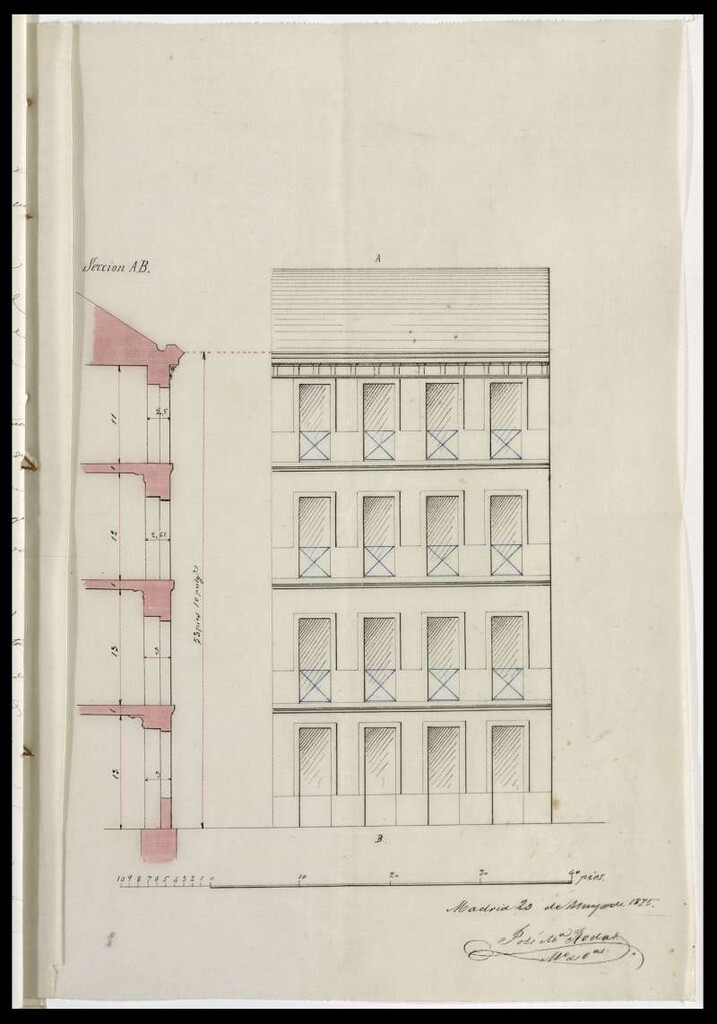 Miniatura de D. Antonio de Alba, solicitando permiso para construir de nueva planta la casa nº 7 de la calle de Santiago el Verde.