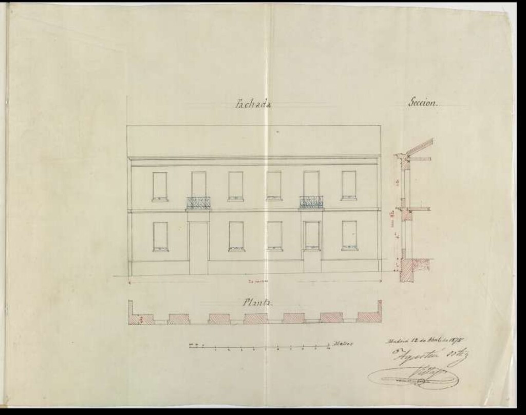 Miniatura de D. Angel Ortiz Villajos, en solicitud de licencia para construir de nueva planta en el solar nº 7 de la calle de D. Martín.