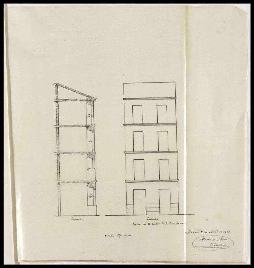 Miniatura de Dª Pilar Aroca, en solicitud de licencia para edificar de nueva planta la casa nº 15 de la calle de S. Bartolomé.