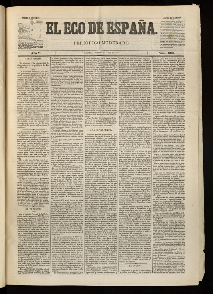 Miniatura de El Eco de España del 4 de junio de 1874