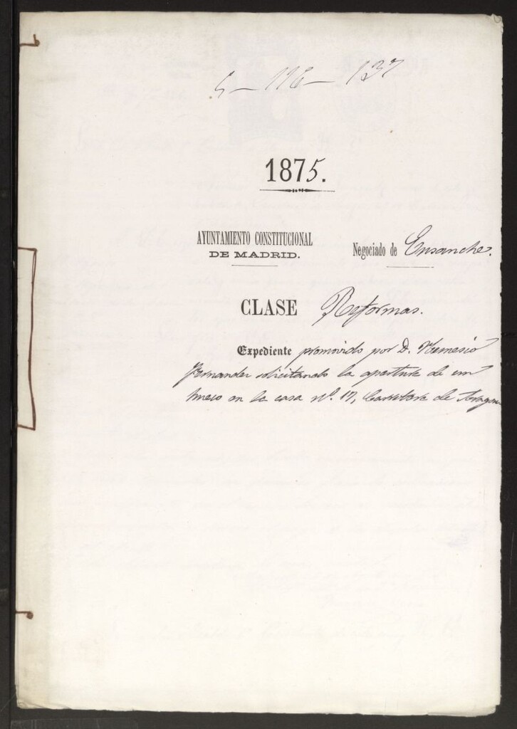 Miniatura de D. Francisco Fernández en solicitud de abrir un hueco en la casa 17 de la Avenida de Aragón.