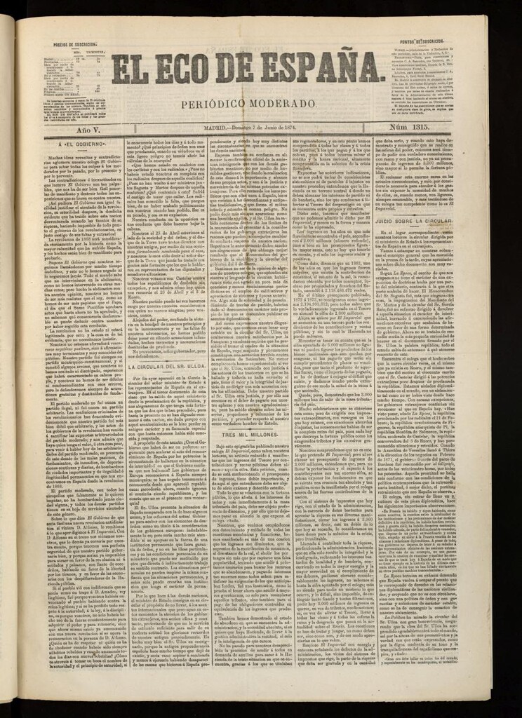 Miniatura de El Eco de España del 7 de junio de 1874