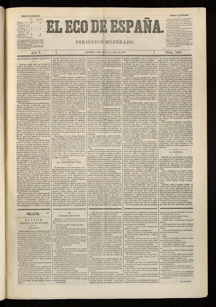 Miniatura de El Eco de España del 10 de junio de 1874