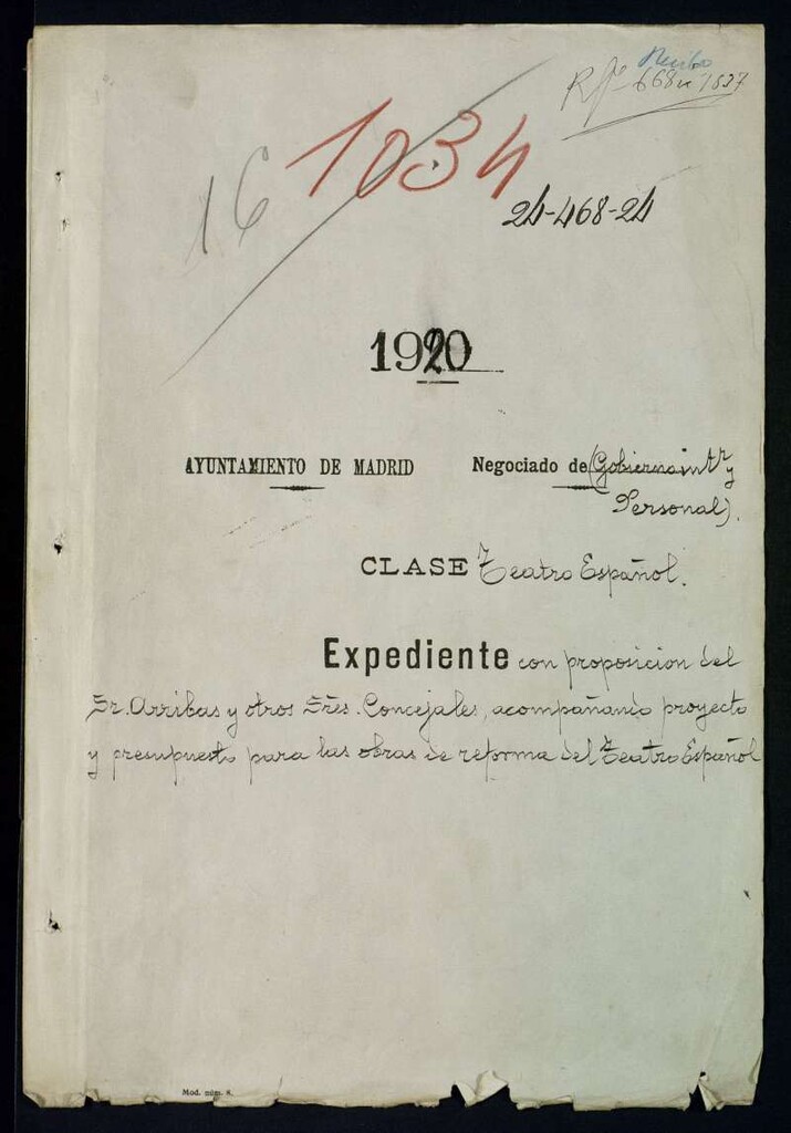Miniatura de Proposición Sr. Arribas y otros sres. Concejales acompañando proyecto presupuesto obras de reforma Teatro Español.