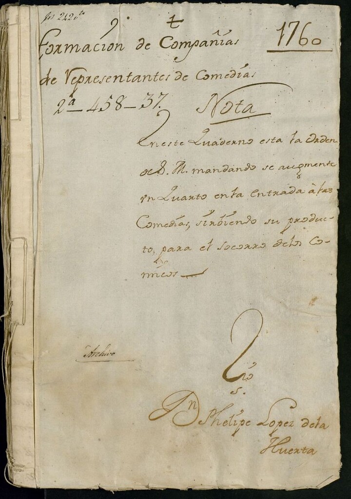 Miniatura de Formación de la compañia de representantes de comedias 1760