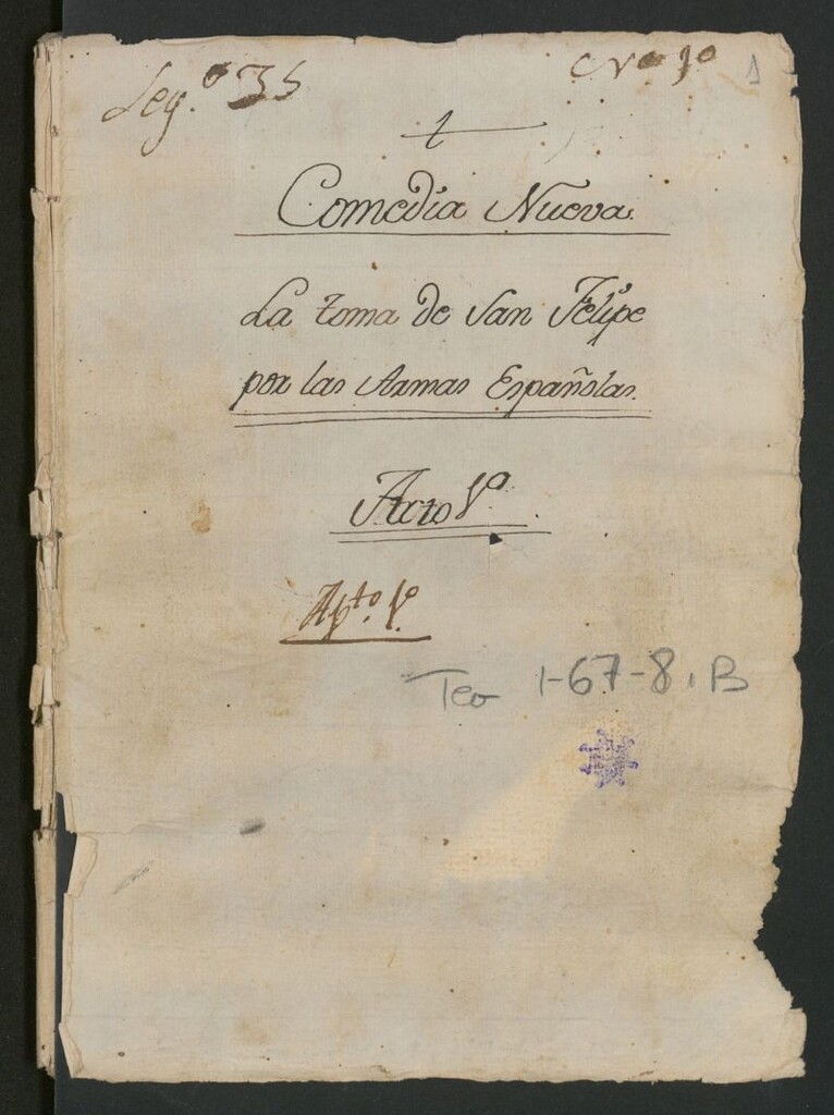 Miniatura de Comedia Nueva La toma de San Felipe por las Armas Españolas