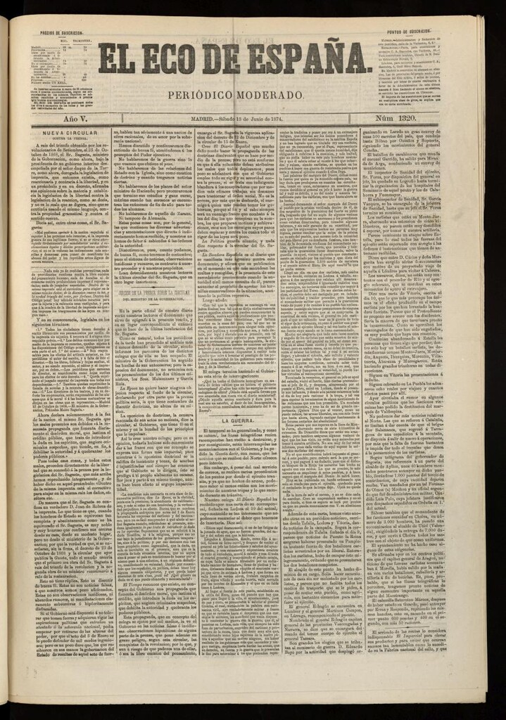 Miniatura de El Eco de España del 13 de junio de 1874
