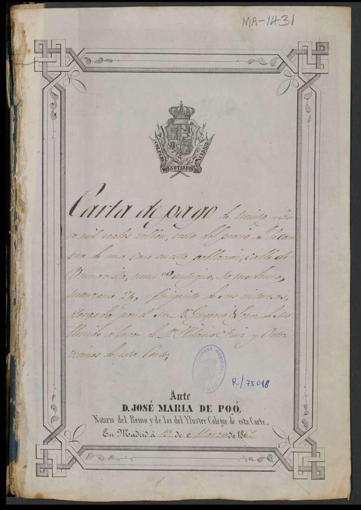Miniatura de Títulos de pertenencia de D. Hilario Ruis y Ortiz de la casa Calle de Buenav[is]ta nº 10