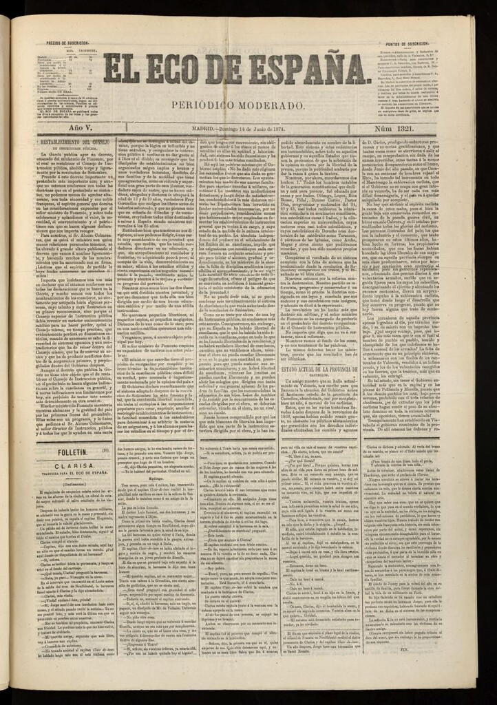 Miniatura de El Eco de España del 14 de junio de 1874