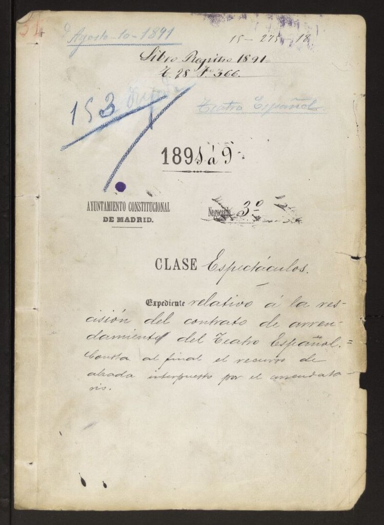 Miniatura de Rescisión contrato arrendamiento del Teatro Español.