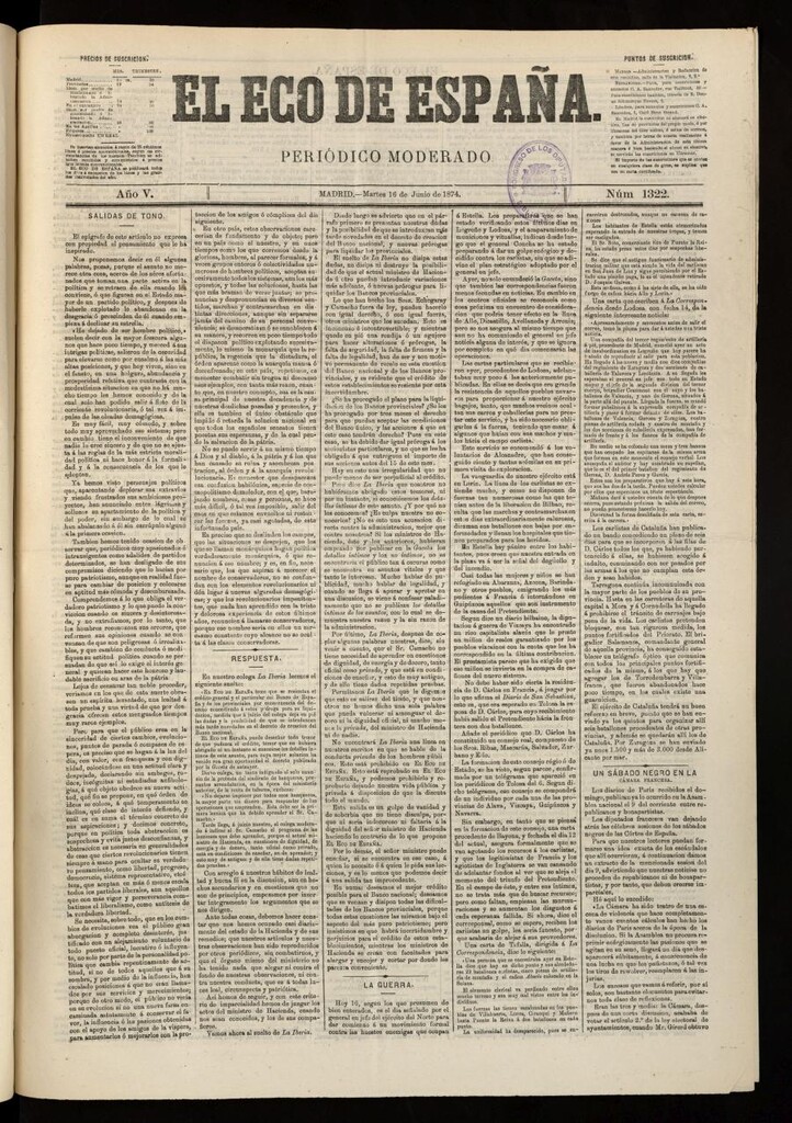 Miniatura de El Eco de España del 16 de junio de 1874
