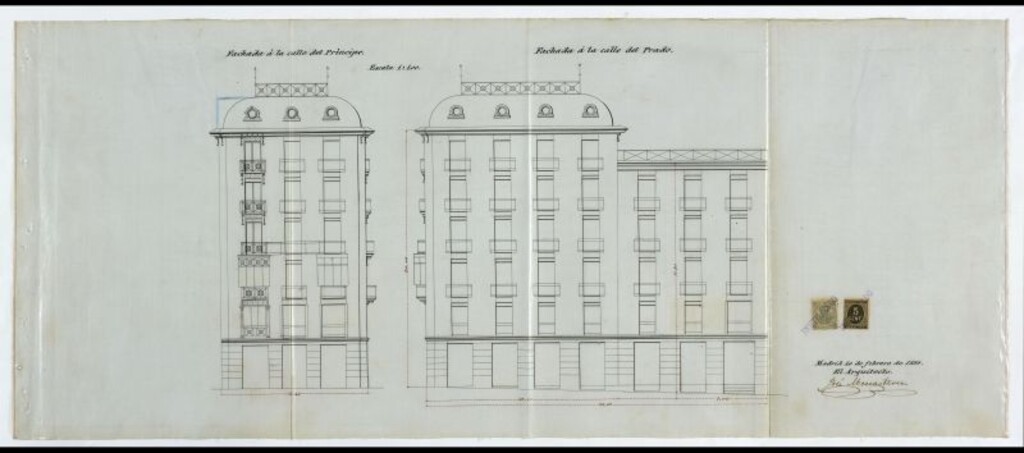 Miniatura de Instancia para conocer alineaciones y rasantes del solar nº1 de la calle del Prado c/v al Príncipe y construcción del mismo.