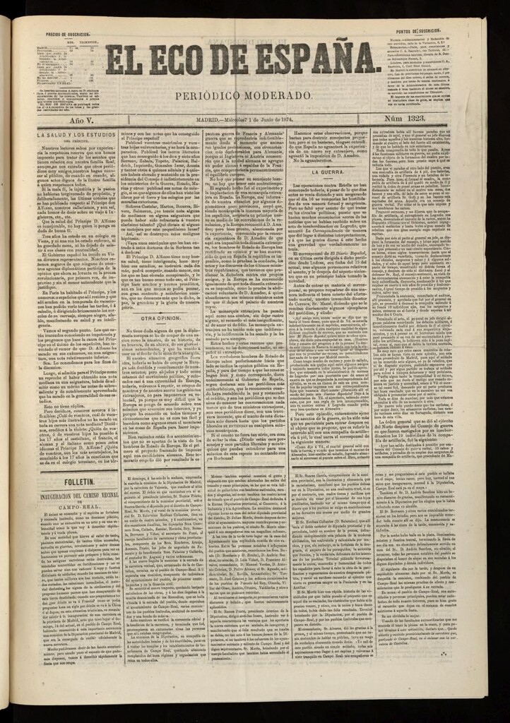 Miniatura de El Eco de España del 17 de junio de 1874