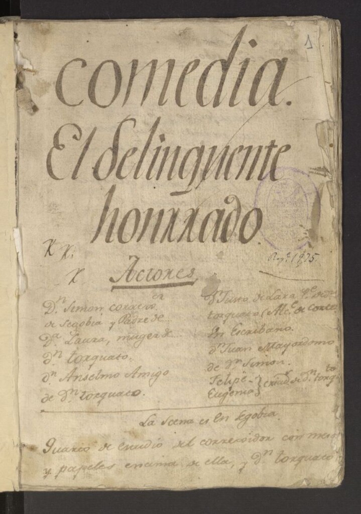 Miniatura de Comedia. El delinquente honrrado