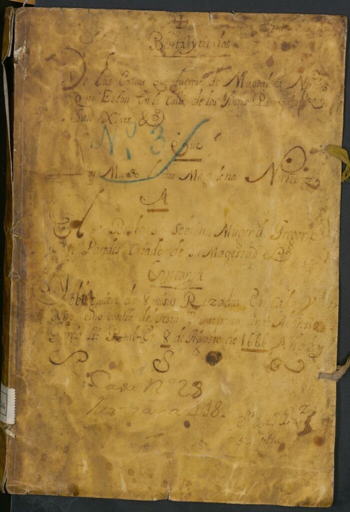 Miniatura de Venta y títulos de las casas que fueron de Magdalena Nuñez que están en la Calle de los Tintes [actual Calle de la Escalinata] parroquia de San Ginés: a ...[el resto es ilegible]