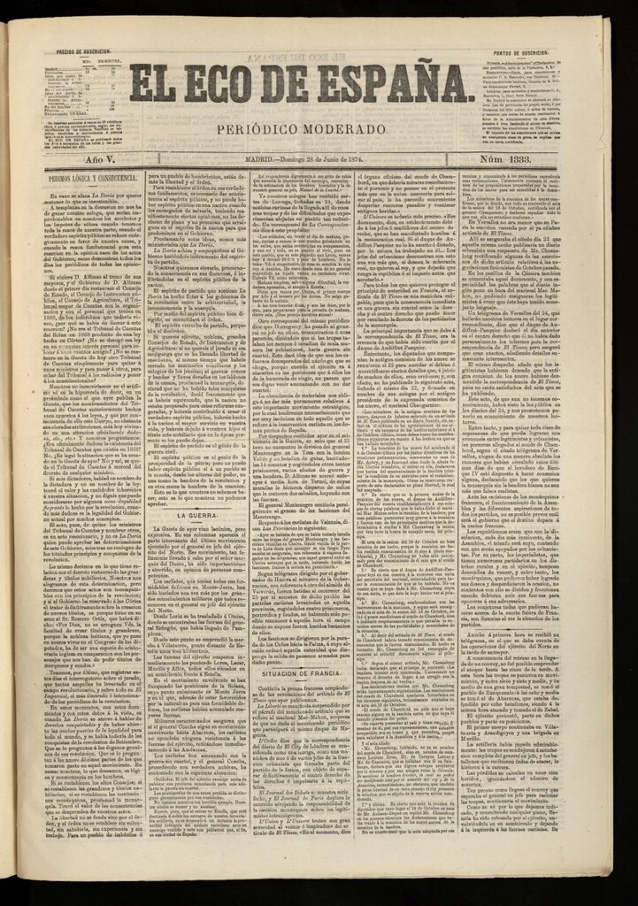 Miniatura de El Eco de España del 28 de junio de 1874