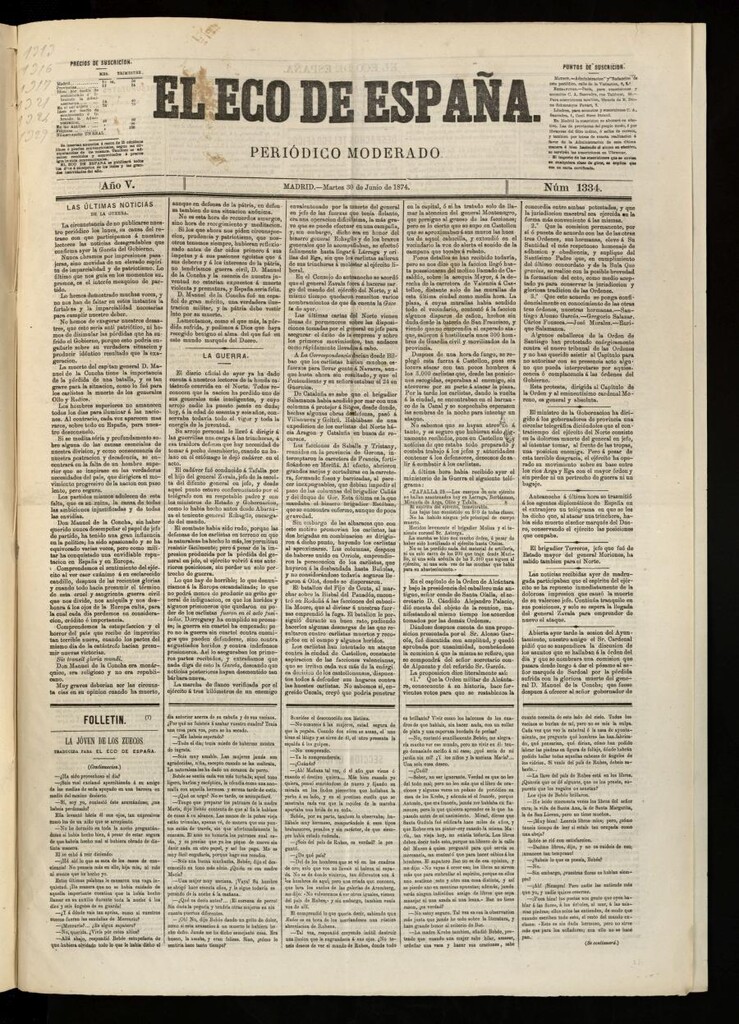 Miniatura de El Eco de España del 30 de junio de 1874