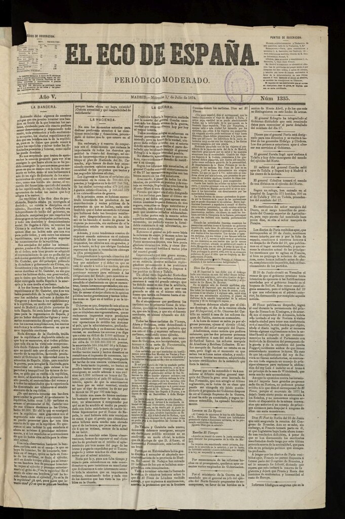 Miniatura de El Eco de España del 1 de julio de 1874