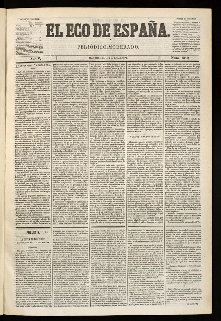 Miniatura de El Eco de España del 7 de julio de 1874
