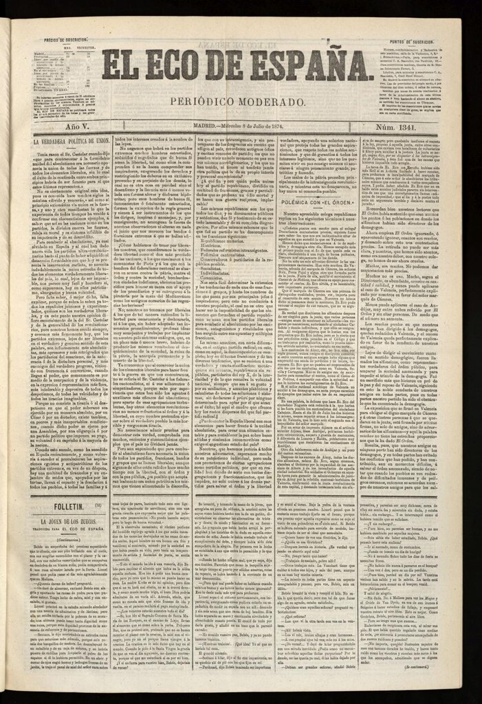 Miniatura de El Eco de España del 8 de julio de 1874