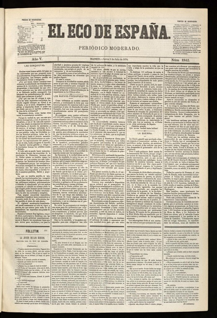 Miniatura de El Eco de España del 9 de julio de 1874