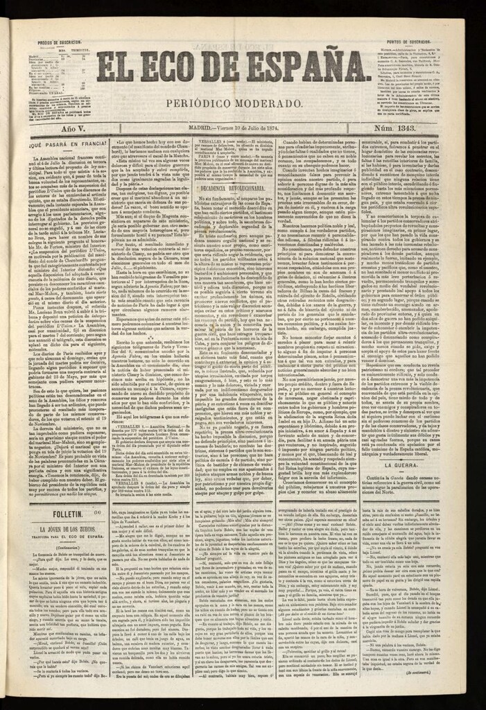 Miniatura de El Eco de España del 10 de julio de 1874