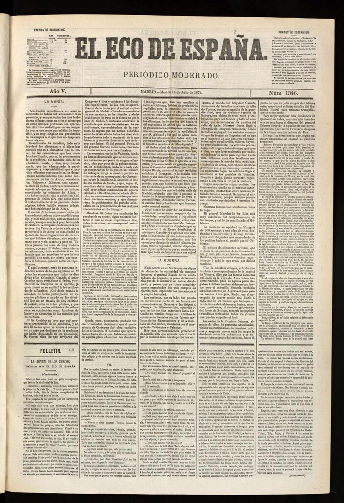 Miniatura de El Eco de España del 14 de julio de 1874