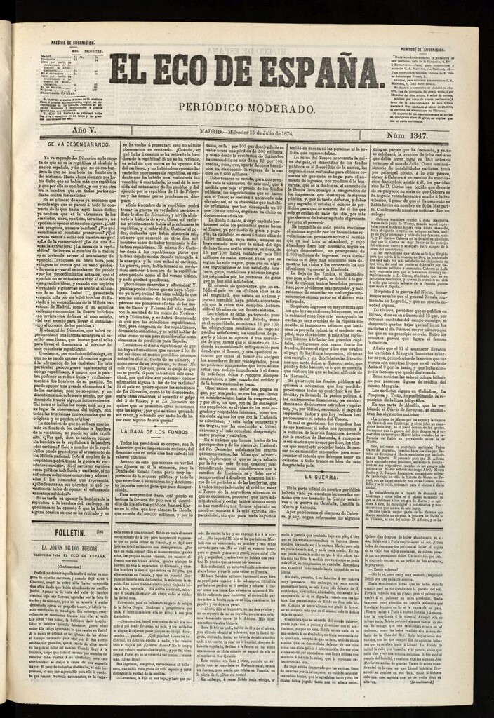 Miniatura de El Eco de España del 15 de julio de 1874