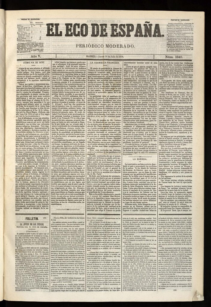 Miniatura de El Eco de España del 16 de julio de 1874