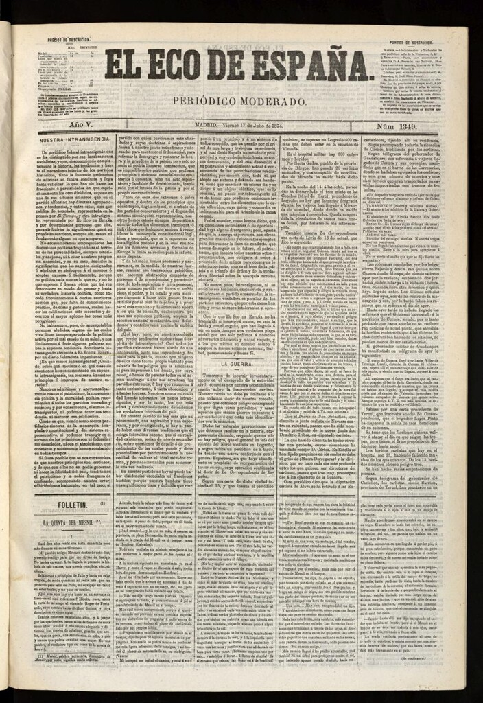 Miniatura de El Eco de España del 17 de julio de 1874