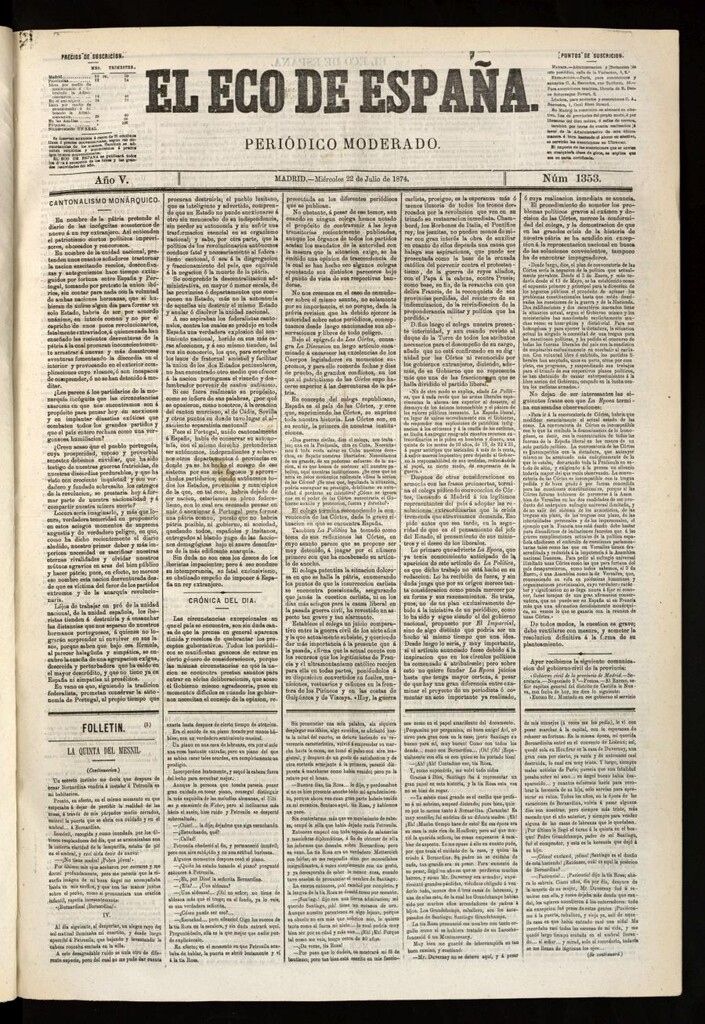 Miniatura de El Eco de España del 22 de julio de 1874