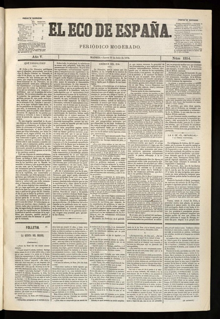 Miniatura de El Eco de España del 23 de julio de 1874
