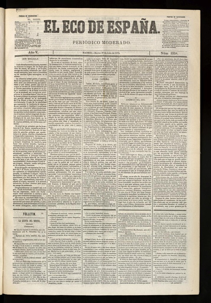 Miniatura de El Eco de España del 28 de julio de 1874